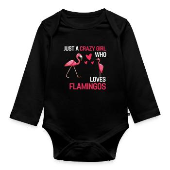 Tropical Bird Animal Girl Gift Flamingo - Organic Longsleeve Baby Bodysuit - black - Front