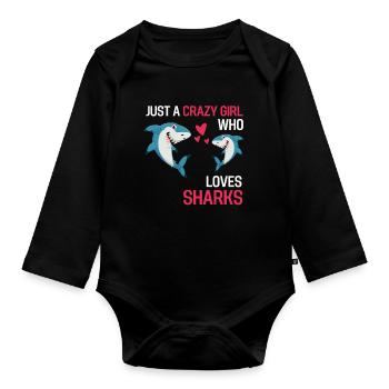 Sea Animal Predator Fille Cadeau Requin - Body Bébé bio manches longues - noir - Devant