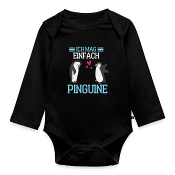 Antarktis Tierliebhaber Geschenk Vogel Pinguin - Baby Bio-Langarm-Body - Schwarz - Vorne