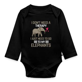Elefanten Therapie Tier Geschenk Lustiges Elefant - Baby Bio-Langarm-Body - Schwarz - Vorne