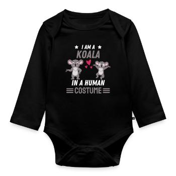 Australie Zoo Animal Costume Cadeau Koala drôle - Body Bébé bio manches longues - noir - Devant