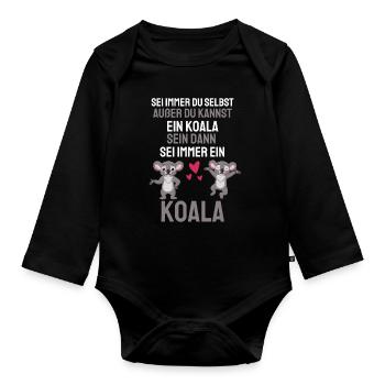 Australien Zoo Tier Geschenk Lustiges Koala - Baby Bio-Langarm-Body - Schwarz - Vorne