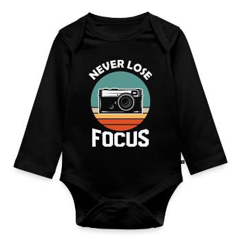 Never Loose Focus - Baby Bio-Langarm-Body - Schwarz - Vorne