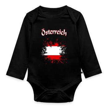 Österreich - Baby Bio-Langarm-Body - Schwarz - Vorne