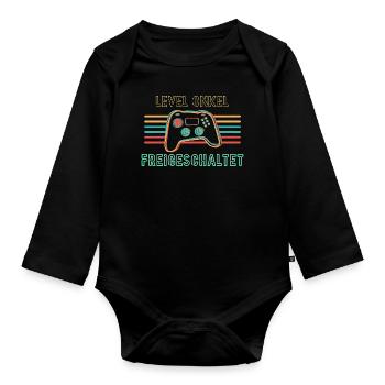 Onkel Level freigeschaltet - Baby Bio-Langarm-Body - Schwarz - Vorne