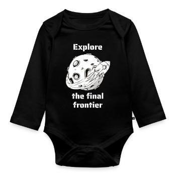 Explore The Final Frontier Retro Outer Space - Baby Bio-Langarm-Body - Schwarz - Vorne