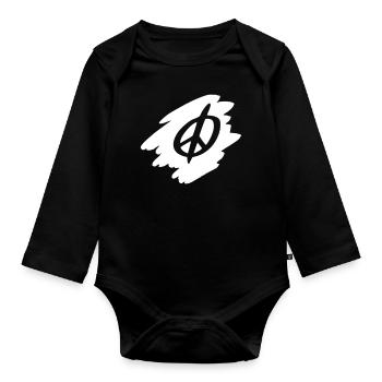 Signe de la Paix Dessin de la Paix Croquis blanc - Body Bébé bio manches longues - noir - Devant