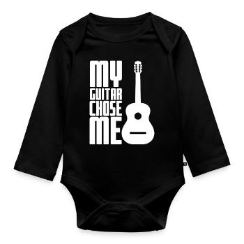Gitarre witziger Spruch - Baby Bio-Langarm-Body - Schwarz - Vorne
