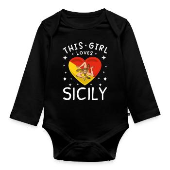 Sicile Flag Italie Palerme Trinacria Italia - Body Bébé bio manches longues - noir - Devant