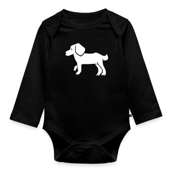 Symbole animal de chien animal de compagnie - Body Bébé bio manches longues - noir - Devant