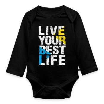 LEBE DEIN BESTES LEBEN - Baby Bio-Langarm-Body - Schwarz - Vorne
