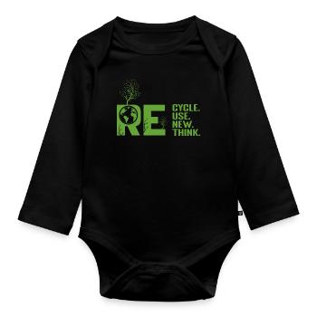 ReCycle ReUse ReNew ReThink - Organic Longsleeve Baby Bodysuit - black - Front