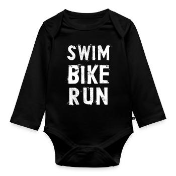 Triathlon Swim Bike Run Marathon - Baby Bio-Langarm-Body - Schwarz - Vorne