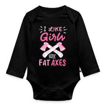 Ich mag Mädchen mit fetten Achsen - Baby Bio-Langarm-Body - Schwarz - Vorne