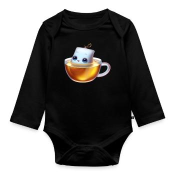 Sachet de thé gourmand - Body Bébé bio manches longues - noir - Devant