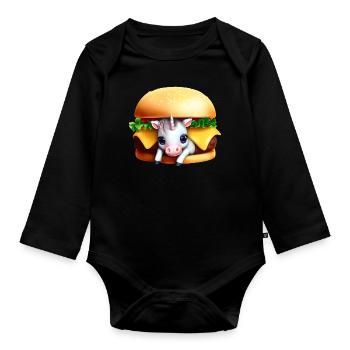 Einhorn Cheeseburger - Baby Bio-Langarm-Body - Schwarz - Vorne