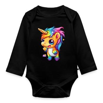 Drôle de licorne - Body Bébé bio manches longues - noir - Devant
