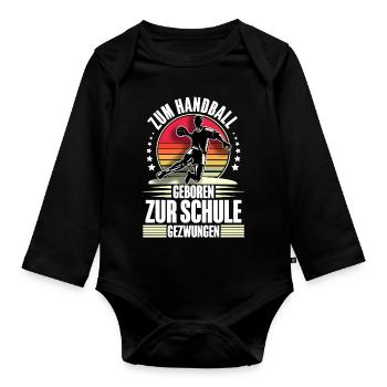 Handball Handballer - Baby Bio-Langarm-Body - Schwarz - Vorne