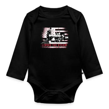 Train conductor American Locomotive USA Flag - Organic Longsleeve Baby Bodysuit - black - Front
