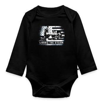 Train conductor American Locomotive USA Flag - Organic Longsleeve Baby Bodysuit - black - Front