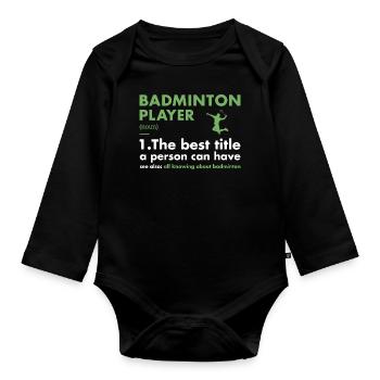 Sport Player Definition Badminton - Baby Bio-Langarm-Body - Schwarz - Vorne