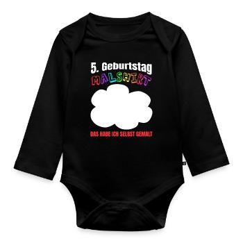 5. Geburtstag Malshirt Bemalen Kinder Spaß 5 Jahre - Baby Bio-Langarm-Body - Schwarz - Vorne