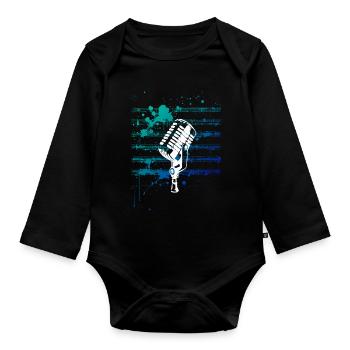 say it with micro - Organic Longsleeve Baby Bodysuit - black - Front