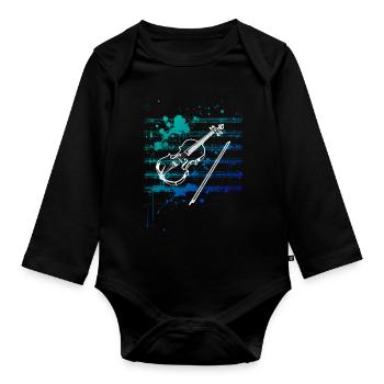Violinenliebe - Baby Bio-Langarm-Body - Schwarz - Vorne