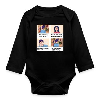 Conception de bandes dessinées pour la fête des pères - Body Bébé bio manches longues - noir - Devant