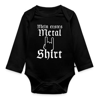 Mein erstes Metal Shirt | Baby, Kinder - Baby Bio-Langarm-Body - Schwarz - Vorne