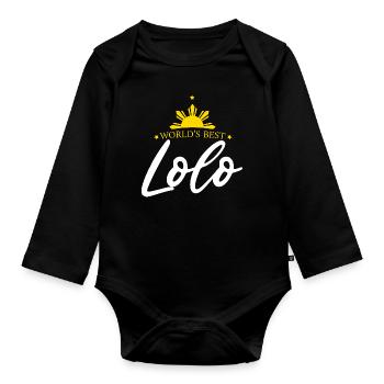 Opa Lolo Design für stolze Pinoys - Baby Bio-Langarm-Body - Schwarz - Vorne
