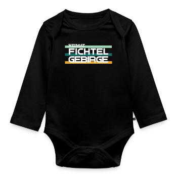 Heimat Fichtelgebirge retro - Baby Bio-Langarm-Body - Schwarz - Vorne