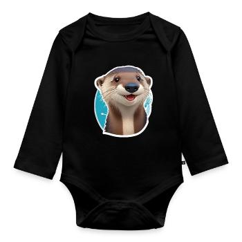 Otter süß - Baby Bio-Langarm-Body - Schwarz - Vorne