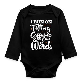 inclinaison caféine et mots cuss Design for a - Body Bébé bio manches longues - noir - Devant