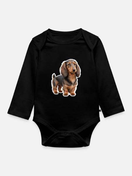 Dackel - Baby Bio-Langarm-Body - Schwarz