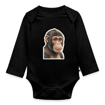 Schimpanse - Baby Bio-Langarm-Body - Schwarz - Vorne