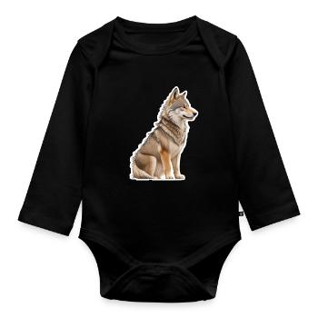 Wolf - Organic Longsleeve Baby Bodysuit - black - Front