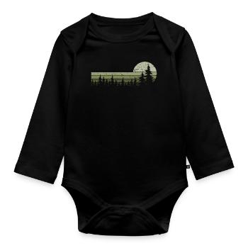 Wald Natur Bäume Outdoor Naturliebhaber Wildnis - Baby Bio-Langarm-Body - Schwarz - Vorne