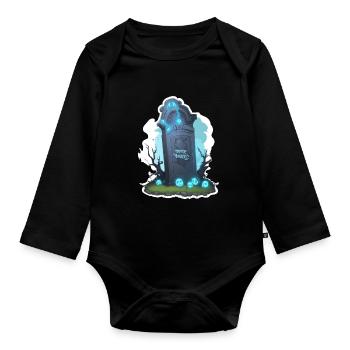 Halloween Grabstein - Baby Bio-Langarm-Body - Schwarz - Vorne
