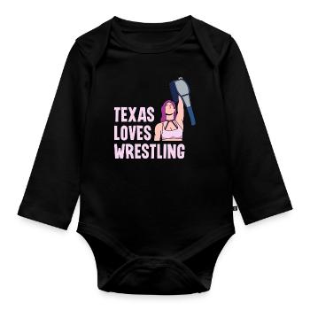 Texas wrestling design for proud Texas fans - Organic Longsleeve Baby Bodysuit - black - Front