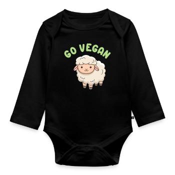 Conception de moutons pour les fiers végétaliens - Body Bébé bio manches longues - noir - Devant