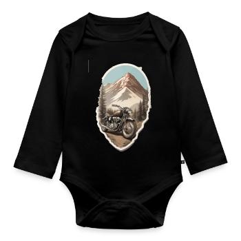 Motos et montagnes - Body Bébé bio manches longues - noir - Devant