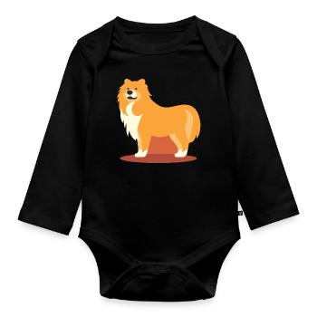 Niedliches Hundedesign für Hundebesitzer - Baby Bio-Langarm-Body - Schwarz - Vorne