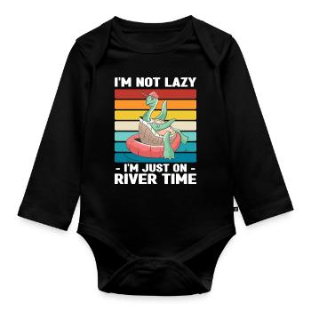 Rafting Wassersport | River Tubing Fluss Geschenke - Baby Bio-Langarm-Body - Schwarz - Vorne