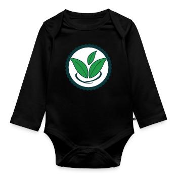 Green Leaves Icon Design for Proud Vegans - Organic Longsleeve Baby Bodysuit - black - Front