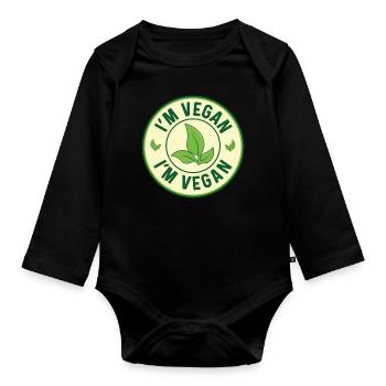 I'm Vegan Design for Proud Vegans - Organic Longsleeve Baby Bodysuit - black - Front