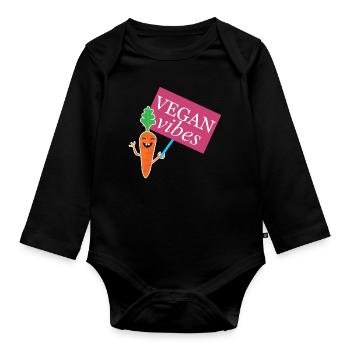 Design Vegan Vibes pour les fiers végétaliens - Body Bébé bio manches longues - noir - Devant
