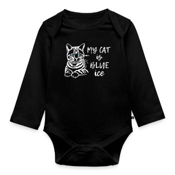 Funny My Cat is Blue Eyes or Ice - Baby Bio-Langarm-Body - Schwarz - Vorne