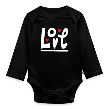 Liebe - Baby Bio-Langarm-Body - Schwarz - Vorne
