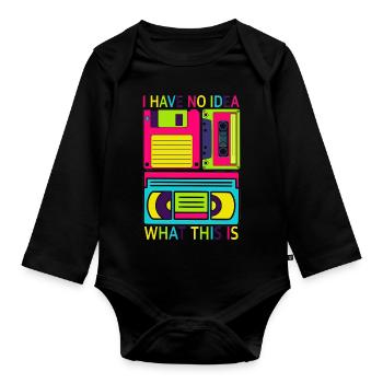 Music, Retro, Heavy Metal, Hard Rock, Punk, Vinyl, Pop - Organic Longsleeve Baby Bodysuit - black - Front